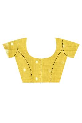 yellow banarasi silk blend chanderi saree with blouse piece 5