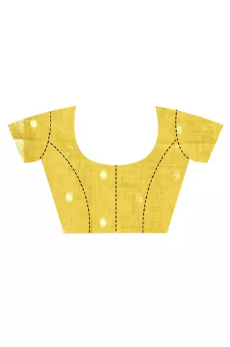 yellow banarasi silk blend chanderi saree with blouse piece