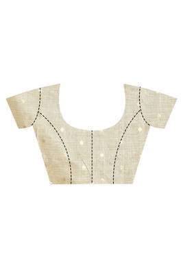 cream banarasi silk blend chanderi saree with blouse piece 5