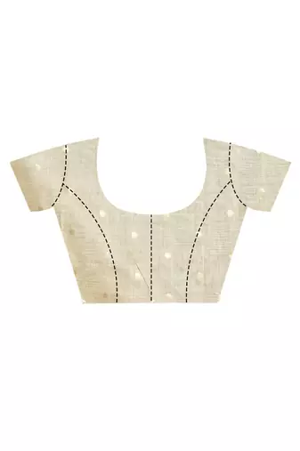 cream banarasi silk blend chanderi saree with blouse piece