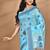 blue chanderi silk blend saree with blouse piece