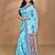 blue chanderi silk blend saree with blouse piece