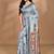 blue chanderi silk blend saree with blouse piece