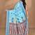 blue chanderi silk blend saree with blouse piece