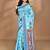 blue chanderi silk blend saree with blouse piece