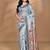 grey chanderi silk blend saree with blouse piece