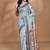 grey chanderi silk blend saree with blouse piece