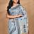 grey chanderi silk blend saree with blouse piece