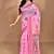 pink chanderi silk blend saree with blouse piece
