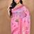 pink chanderi silk blend saree with blouse piece
