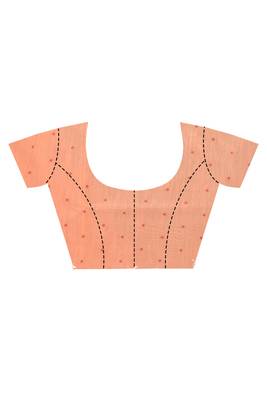 peach chanderi silk blend saree with blouse piece 5