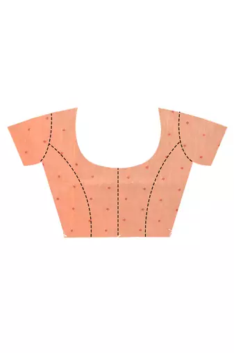 peach chanderi silk blend saree with blouse piece