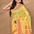 yellow chanderi silk blend saree with blouse piece