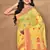 yellow chanderi silk blend saree with blouse piece