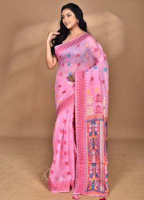 yellow chanderi silk blend saree with blouse piece 2