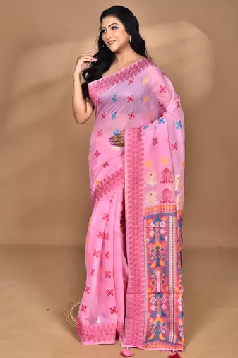 yellow chanderi silk blend saree with blouse piece