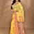 yellow chanderi silk blend saree with blouse piece