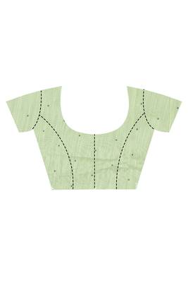 light green chanderi silk blend saree with blouse piece 5