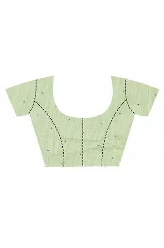 light green chanderi silk blend saree with blouse piece