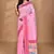 pink chanderi silk blend saree with blouse piece