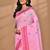 pink chanderi silk blend saree with blouse piece