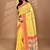yellow chanderi silk blend saree with blouse piece