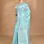 blue chanderi silk blend saree with blouse piece