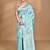 blue chanderi silk blend saree with blouse piece