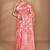 peach chanderi silk blend saree with blouse piece