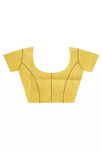yellow chanderi silk blend saree with blouse piece