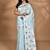 blue chanderi silk blend saree with blouse piece