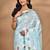 blue chanderi silk blend saree with blouse piece