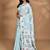 blue chanderi silk blend saree with blouse piece