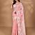 pink chanderi silk blend saree with blouse piece