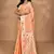 peach chanderi silk blend saree with blouse piece