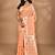 peach chanderi silk blend saree with blouse piece