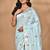 blue chanderi silk blend saree with blouse piece