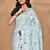 blue chanderi silk blend saree with blouse piece