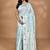 blue chanderi silk blend saree with blouse piece