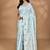 blue chanderi silk blend saree with blouse piece
