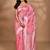 pink chanderi silk blend saree with blouse piece