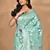 blue chanderi silk blend saree with blouse piece