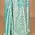 blue chanderi silk blend saree with blouse piece