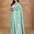 blue chanderi silk blend saree with blouse piece
