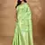green chanderi silk blend saree with blouse piece
