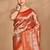 orange kanjiviram silk blend saree with blouse piece