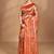 orange kanjiviram silk blend saree with blouse piece