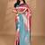 pink banarasi silk blend saree with blouse piece