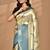 beige banarasi silk blend saree with blouse piece