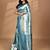 green banarasi silk blend saree with blouse piece